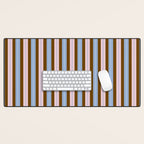 Vertical Stripes Double Stripe Pattern in Pastel Blue Pink Brown Desk Mat Gallery Image 1