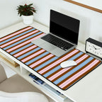 Vertical Stripes Double Stripe Pattern in Pastel Blue Pink Brown Desk Mat Gallery Image 2