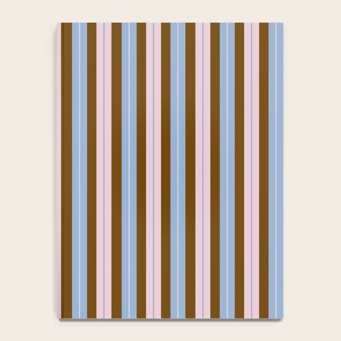 Vertical Stripes Double Stripe Pattern in Pastel Blue Pink Brown Notebook Gallery Image 4