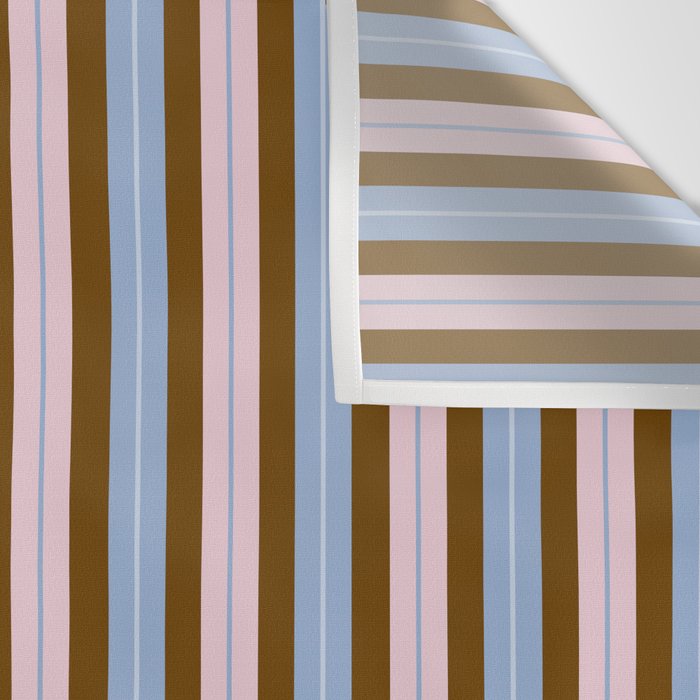 Vertical Stripes Double Stripe Pattern in Pastel Blue Pink Brown Wall Tapestry Gallery Image 3