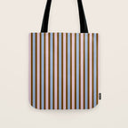 Vertical Stripes Double Stripe Pattern in Pastel Blue Pink Brown Tote Bag Gallery Image 1