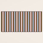 Vertical Stripes Double Stripe Pattern in Pastel Blue Pink Brown Desk Mat Gallery Image 3