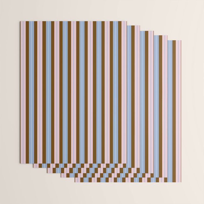 Vertical Stripes Double Stripe Pattern in Pastel Blue Pink Brown Wrapping Paper Gallery Image 3