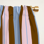 Vertical Stripes Double Stripe Pattern in Pastel Blue Pink Brown Window Curtain Gallery Image 2