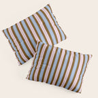 Vertical Stripes Double Stripe Pattern in Pastel Blue Pink Brown Pillow Sham Gallery Image 3