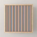 Vertical Stripes Double Stripe Pattern in Pastel Blue Pink Brown Mini Art Print Gallery Image 1
