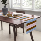 Vertical Stripes Double Stripe Pattern in Pastel Blue Pink Brown Table Runner Gallery Image 2