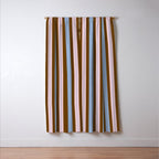 Vertical Stripes Double Stripe Pattern in Pastel Blue Pink Brown Window Curtain Gallery Image 3