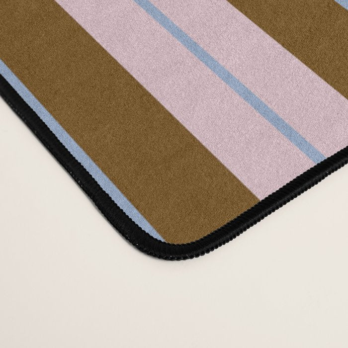 Vertical Stripes Double Stripe Pattern in Pastel Blue Pink Brown Desk Mat Gallery Image 4