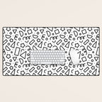 Fun black and white doodle shape  pattern Desk Mat Gallery Image 1