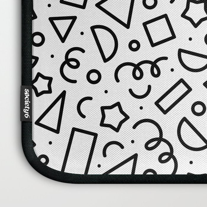 Fun black and white doodle shape  pattern Laptop Sleeve Gallery Image 3