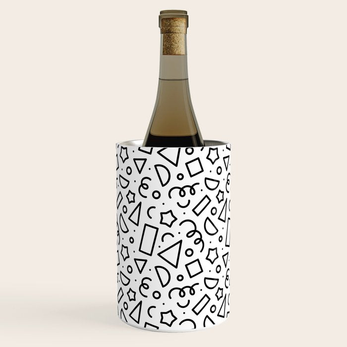 Fun black and white doodle shape  pattern Wine Chiller Gallery Image 1