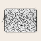 Fun black and white doodle shape  pattern Laptop Sleeve Gallery Image 1