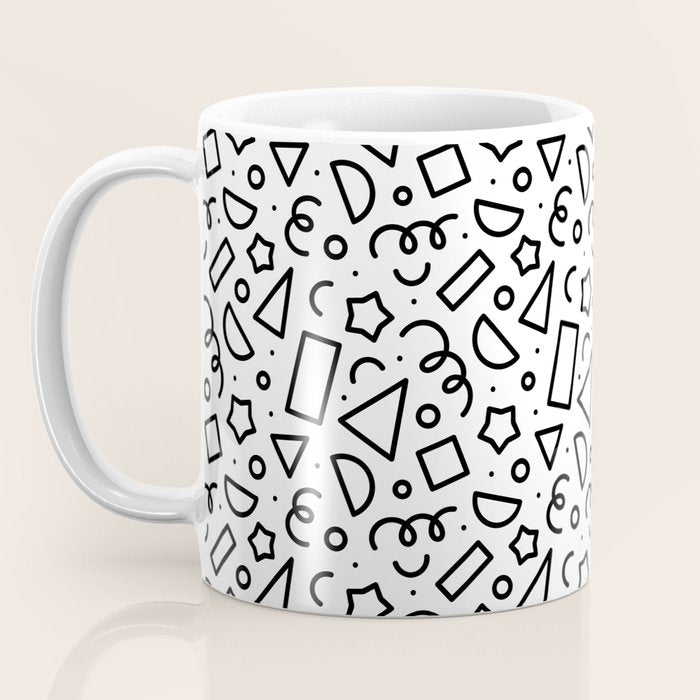 Fun black and white doodle shape  pattern Coffee Mug Gallery Image 3