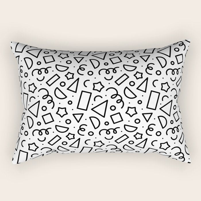 Fun black and white doodle shape  pattern Rectangular Pillow Gallery Image 1