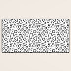 Fun black and white doodle shape  pattern Desk Mat Gallery Image 3