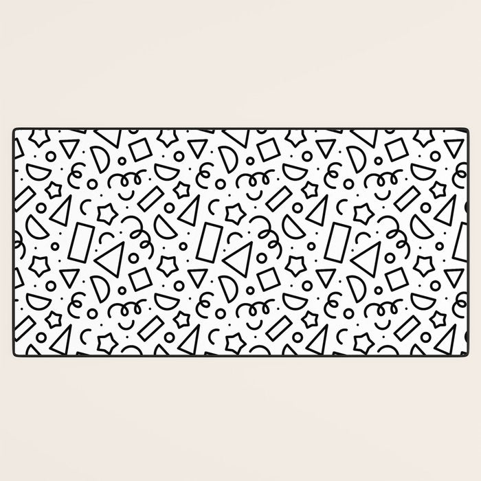 Fun black and white doodle shape  pattern Desk Mat Gallery Image 3