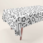Fun black and white doodle shape  pattern Tablecloth Gallery Image 1