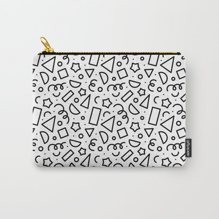 Fun black and white doodle shape  pattern Carry All Pouch Gallery Image 1