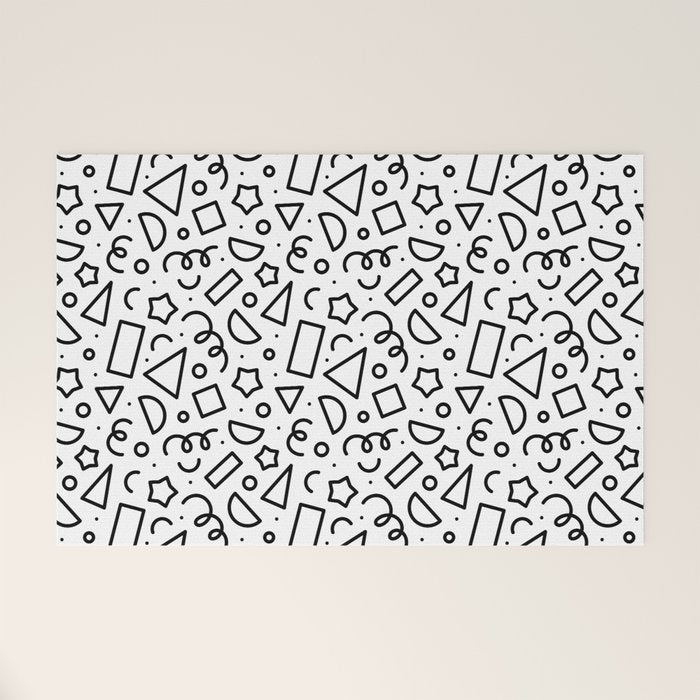 Fun black and white doodle shape  pattern Welcome Mat Gallery Image 1