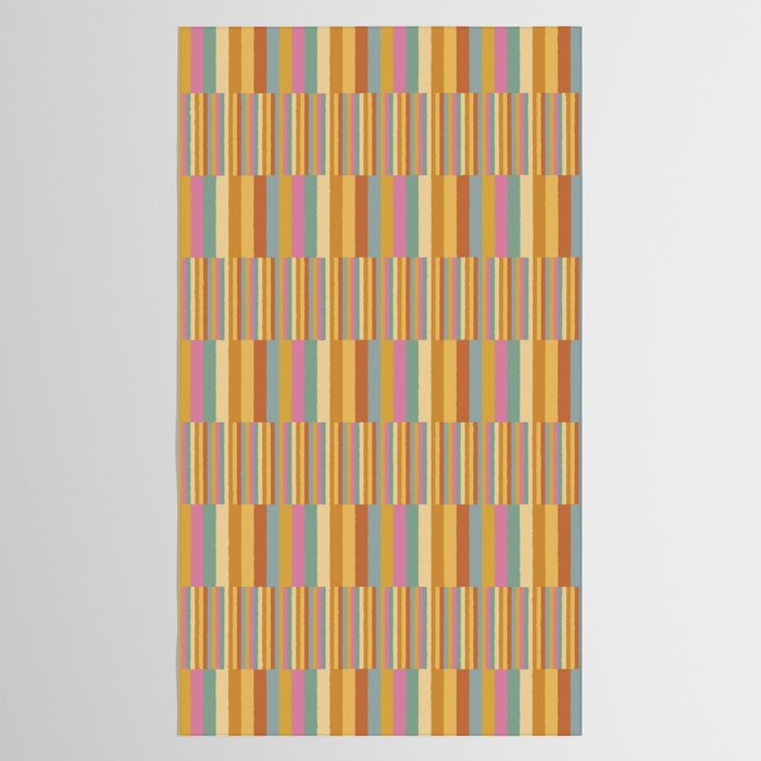 Mixed Stripes Pattern XVIII Retro Rainbow Tablecloth Gallery Image 2