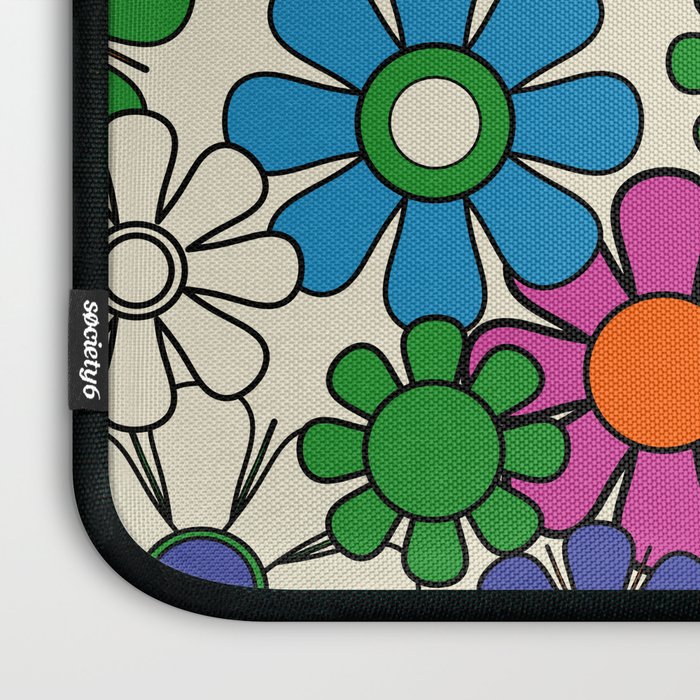 Vibrant Retro Garden Groovy Colorful 60s 70s Floral Pattern Laptop Sleeve Gallery Image 3