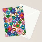 Vibrant Retro Garden Groovy Colorful 60s 70s Floral Pattern Stationery Card Gallery Image 2