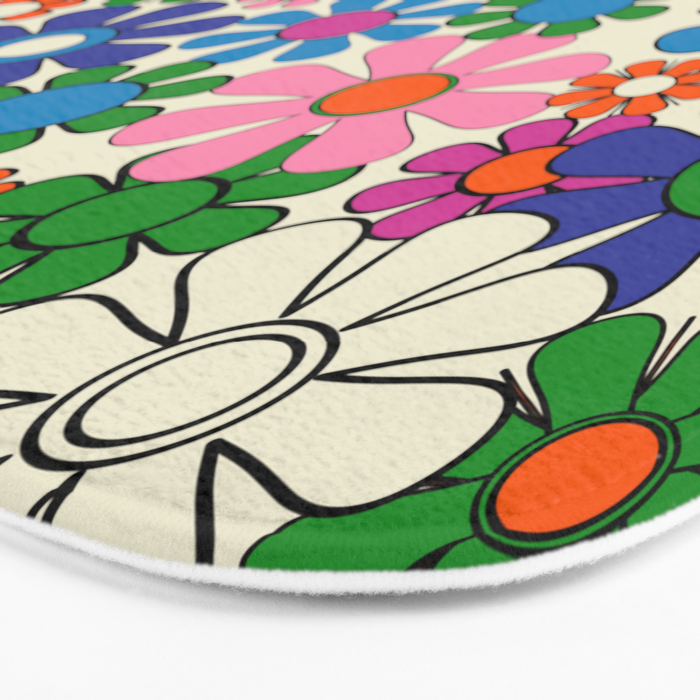 Vibrant Retro Garden Groovy Colorful 60s 70s Floral Pattern Bath Mat Gallery Image 3