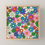 Vibrant Retro Garden Groovy Colorful 60s 70s Floral Pattern Mini Art Print Gallery Image 1