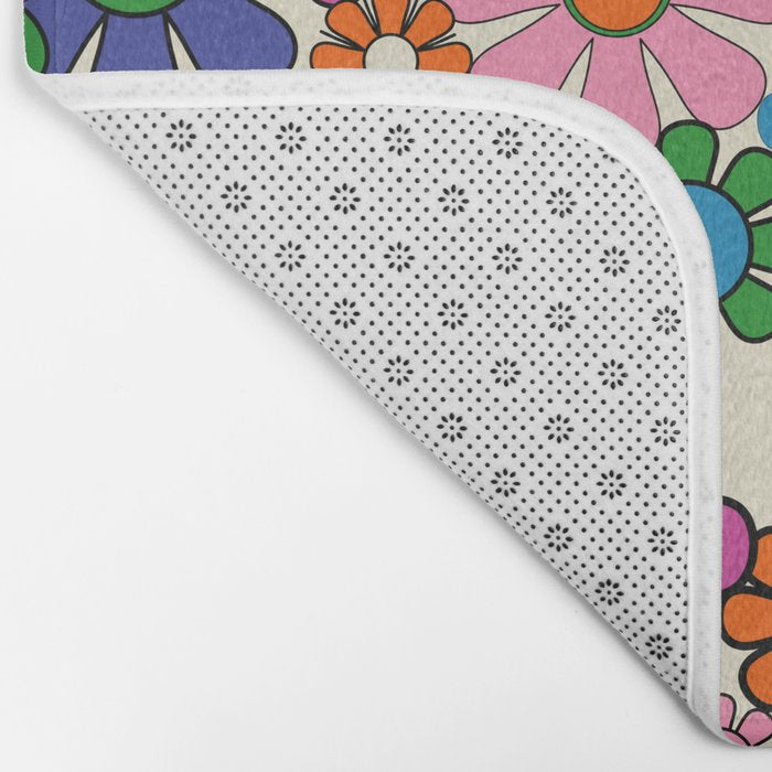 Vibrant Retro Garden Groovy Colorful 60s 70s Floral Pattern Bath Mat Gallery Image 2