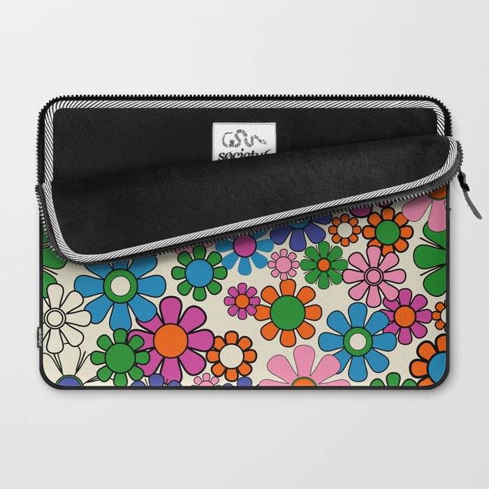 Vibrant Retro Garden Groovy Colorful 60s 70s Floral Pattern Laptop Sleeve Gallery Image 2