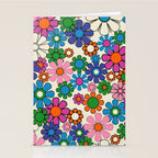 Vibrant Retro Garden Groovy Colorful 60s 70s Floral Pattern Stationery Card Gallery Image 2