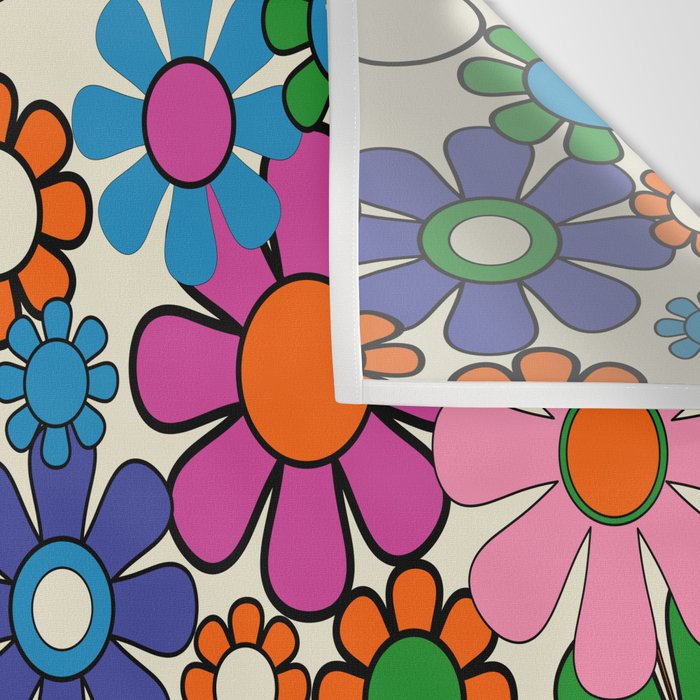 Vibrant Retro Garden Groovy Colorful 60s 70s Floral Pattern Wall Tapestry Gallery Image 3