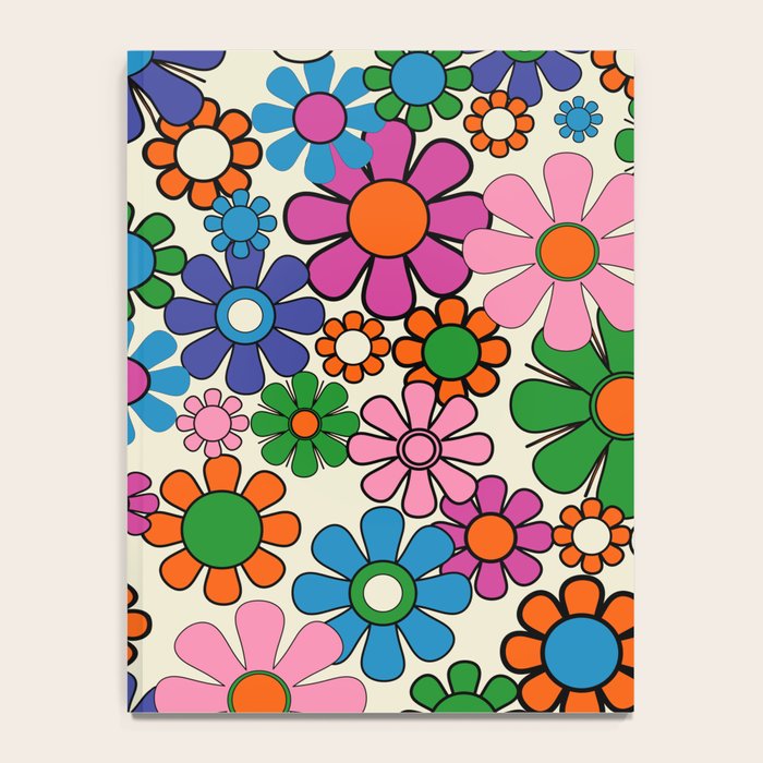 Vibrant Retro Garden Groovy Colorful 60s 70s Floral Pattern Notebook Gallery Image 4