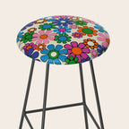 Vibrant Retro Garden Groovy Colorful 60s 70s Floral Pattern Stool Gallery Image 2