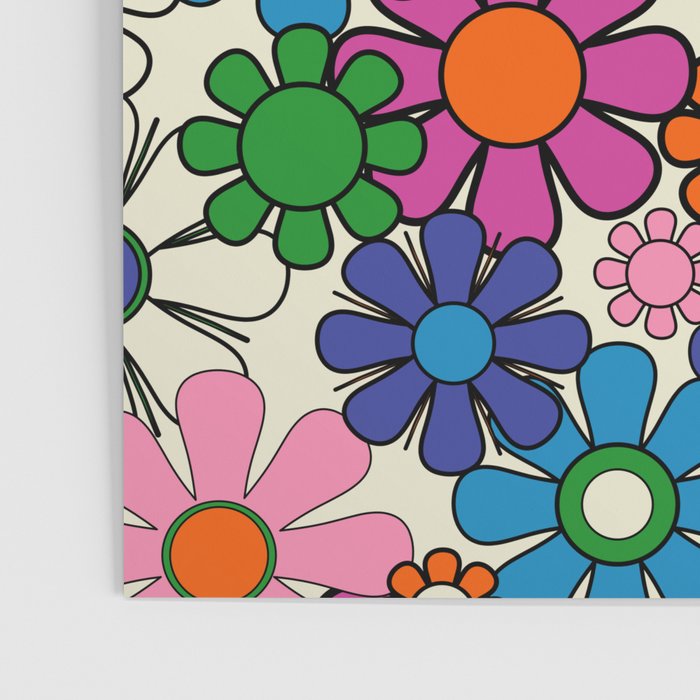 Vibrant Retro Garden Groovy Colorful 60s 70s Floral Pattern Poster Gallery Image 3