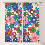 Vibrant Retro Garden Groovy Colorful 60s 70s Floral Pattern Window Curtain Gallery Image 5