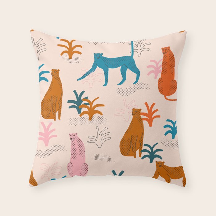 Rainbow cheetahs Throw Pillow Gallery Image 6