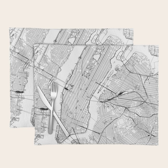 New York City White Map Placemat Gallery Image 1