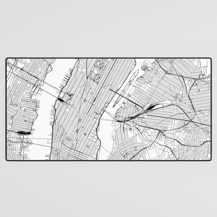 New York City White Map Desk Mat Gallery Image 3