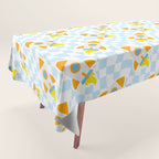 Space rocket cartoon checkered pattern Tablecloth Gallery Image 1