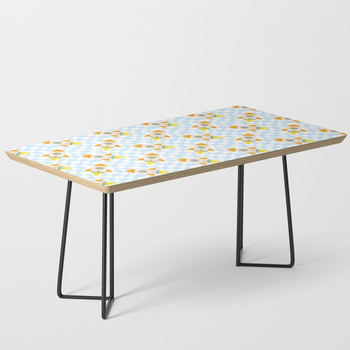 Space rocket cartoon checkered pattern Coffee Table Gallery Image 1