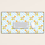Space rocket cartoon checkered pattern Desk Mat Gallery Image 1