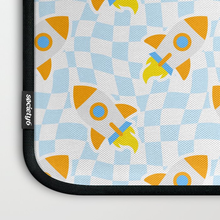Space rocket cartoon checkered pattern Laptop Sleeve Gallery Image 3