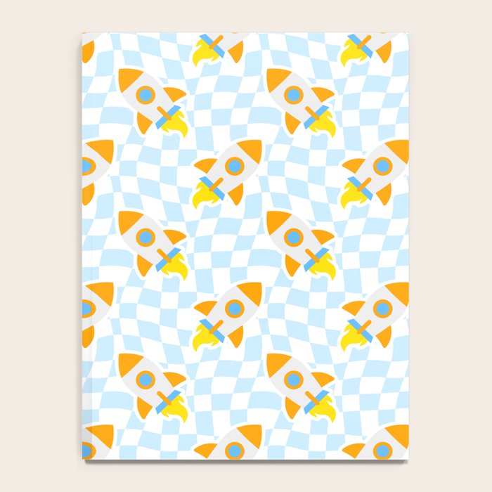 Space rocket cartoon checkered pattern Notebook Gallery Image 4