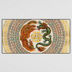 Double Happiness Symbol with Phoenix and Dragon  Desk Mat Gallery Image 3