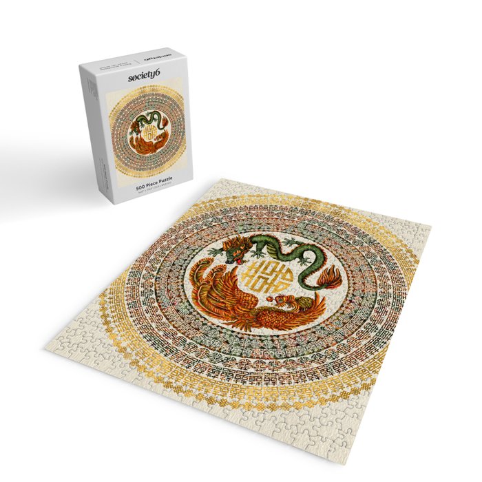Double Happiness Symbol with Phoenix and Dragon  Jigsaw Puzzle Gallery Image 2