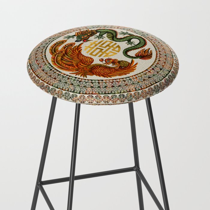 Double Happiness Symbol with Phoenix and Dragon  Stool Gallery Image 2