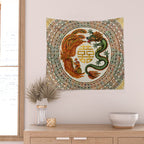 Double Happiness Symbol with Phoenix and Dragon  Wall Tapestry Gallery Image 2