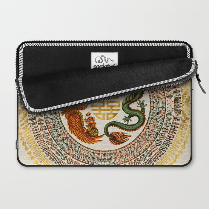 Double Happiness Symbol with Phoenix and Dragon  Laptop Sleeve Gallery Image 2